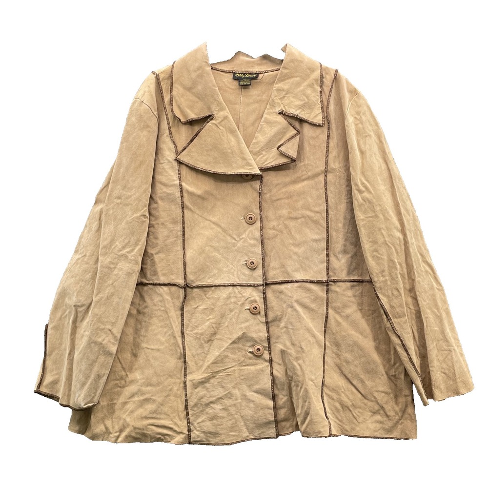 Ashley Stewart Suede Leather Jacket Women 24 Boho Corpcore Western Academia Fall
